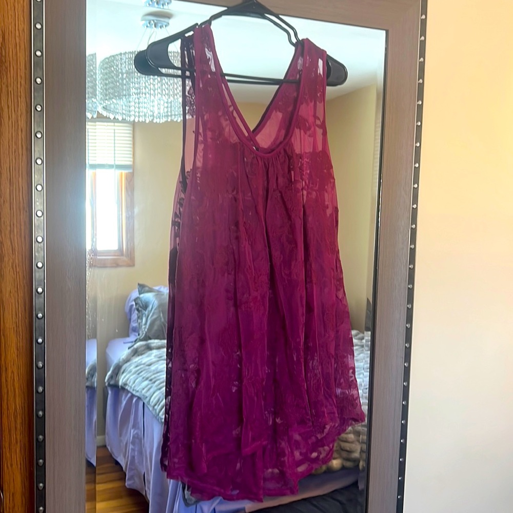 Bobeau Burgundy Lace Camisole